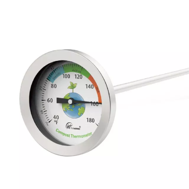 Compost Soil Tester Meter Probe Stainless Steel Thermometer Temperature Monitor