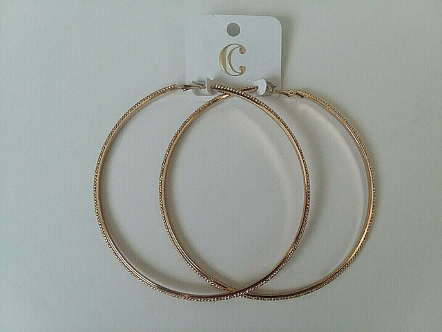 "Charming Charlie" Gold Color Hoop Earrings - New