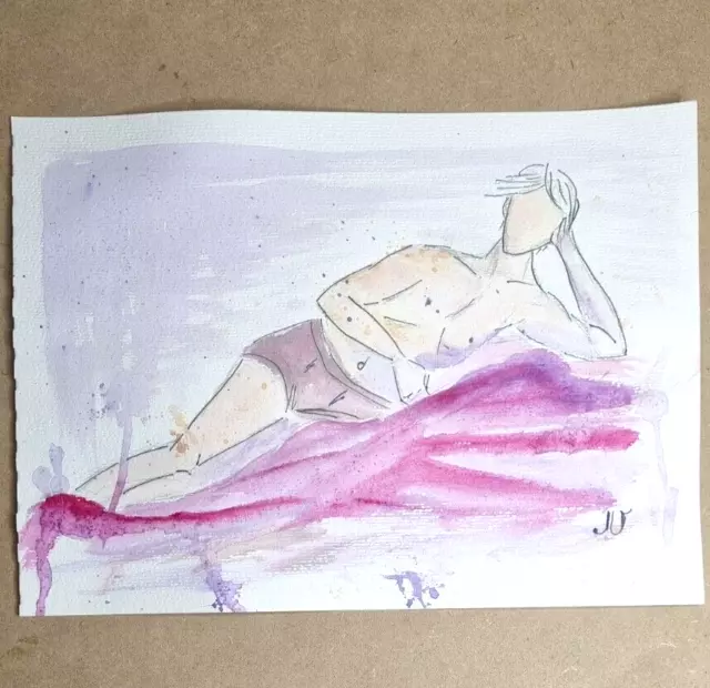 Figura de hombre Arte original Dibujo Boceto Acrílico y marcador firmado