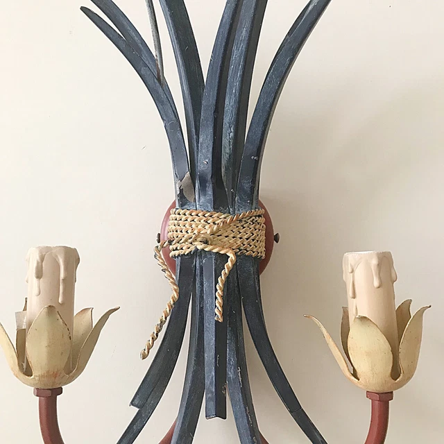 LAMPE APPLIQUE EN metal vintage Kogl Hans design 1970 épis de blé EUR