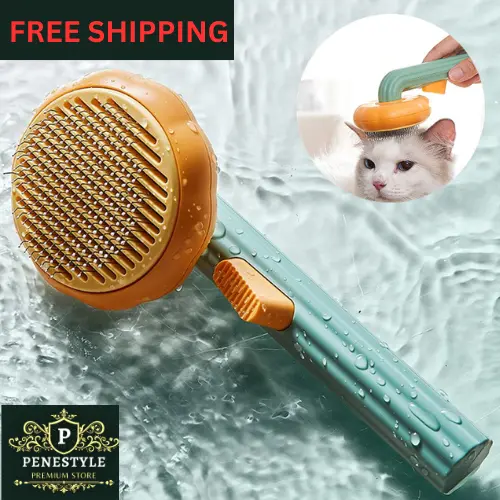 Pet Hair Brush Pumpkin Grooming For Dogs And Cats Comb Deshedding Self Cleaning