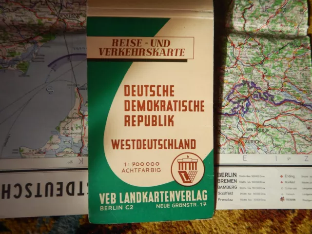 DDR und Westdeutschland Landkarte 50er Jahre mit Stalinstadt 1957