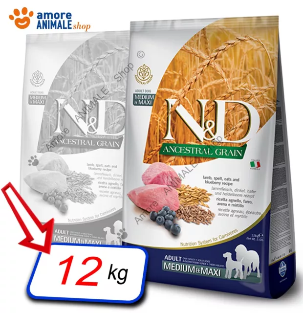 Farmina Dog N&D Ancestral Adult Medium/Maxi → Agnello e Mirtillo - 12 kg - Cane