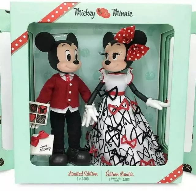 NEW Disney Mickey Mouse & Minnie Mouse Limited Edition Valentine's Day Doll Set