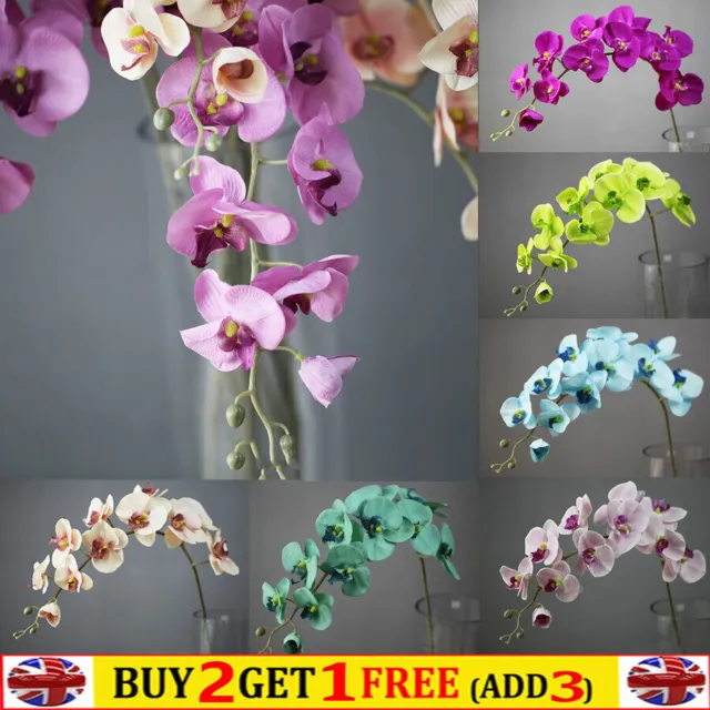 Phalaenopsis Home Decor 11 Head Artificial Butterfly Orchid Fake Silk Flowers