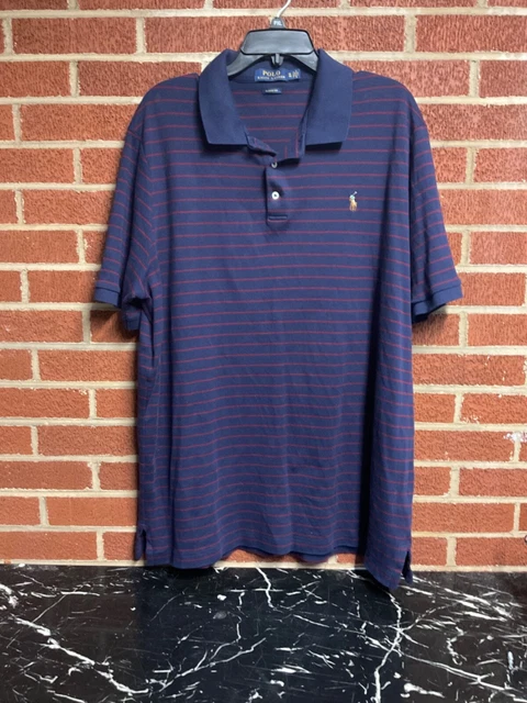 Vintage XL RALPH LAUREN POLO short sleeve Dress SHIRT button up vtg stripe