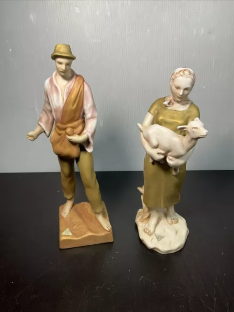 (2);Vintage Royal Dux Farmer Figurines Czech #22455 & #24770