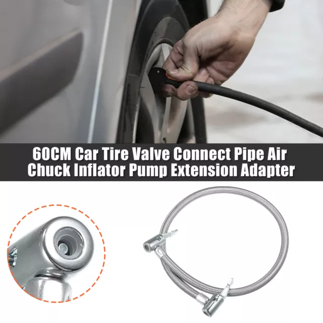 60cm Car Tire Inflator Hose Adapter with Undeflatable Chuck Lock Tire Valve