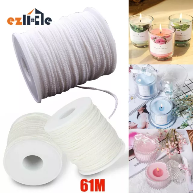 60M/Roll Braid Candle Making Spool of Cotton Square Wick Core Candle Wicks DM