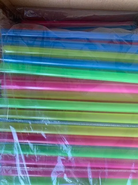 100 Pcs Neon Drinking Straws Smoothie Milkshake Boba Bubble Tea Plastic Jumbo-In