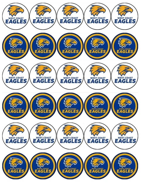 FOOTBALL WEST COAST Eagles Cake Topper Edible Birthday Cupcake ...