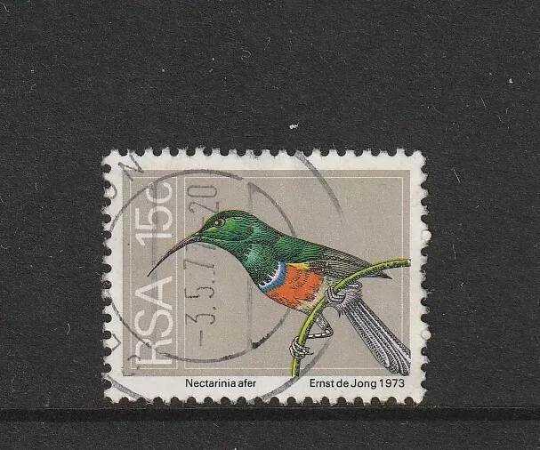 SOUTH AFRICA 1974 Definitive USED 15c SG358 Greater double-collared sunbird bird