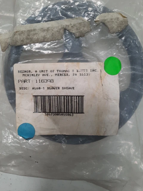 Reznor 116398 Blower Sheave = Al60X1- Fixed Pulley 6" Diameter X 1" Bore  -  Br2