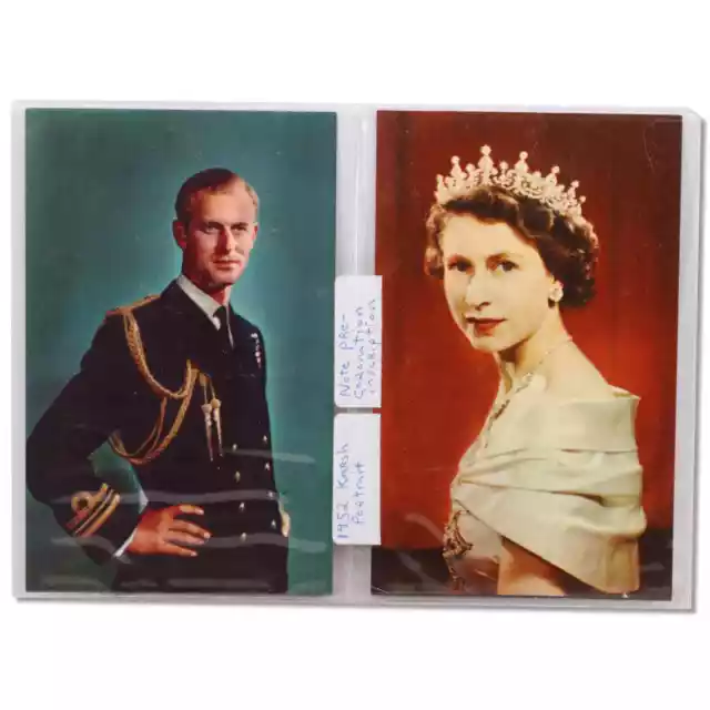 2 Royalty HM Queen Elizabeth II HRH Duke of Edinburgh 1952 Karsh Postcards