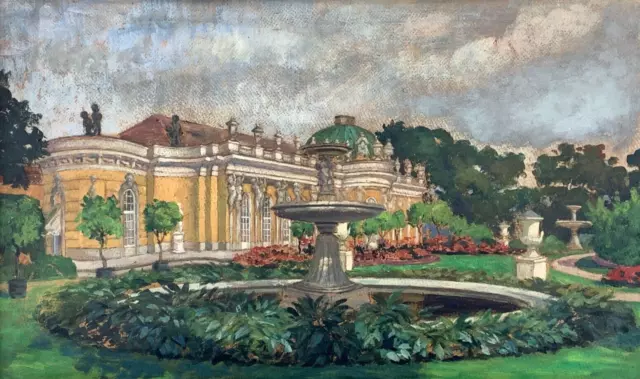 Antikes altes Öl Gemälde Schloss Sanssouci Potsdam o. Signatur aus Kunstnachlass