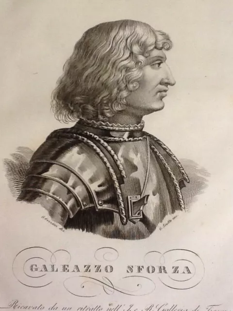 "" Galeazzo Sforza "", Incisione Di G. Scotto, Firenze 1838