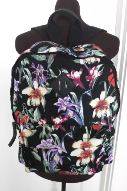 Steve Madden Girl Black Multicolor Tropical Floral Fabric Lightweight Backpack