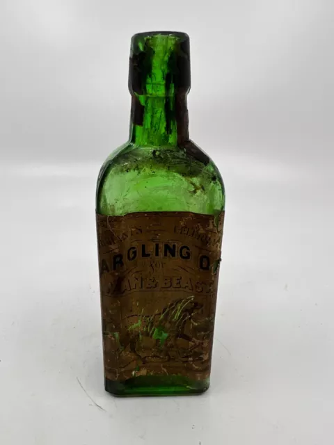 Merchants Gargling Oil Lockport Ny Antique Bottle Medicine Druggist Veterinary