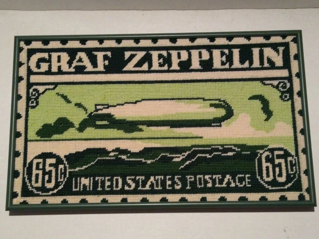 Estampilla de franqueo vintage de 65 centavos de EE. UU. dirigible enmarcado con aguja