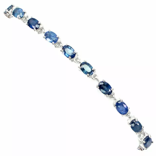 Shola Vrai Naturelle Bleu Saphir Bracelet 925 Argent Sterling B107 2