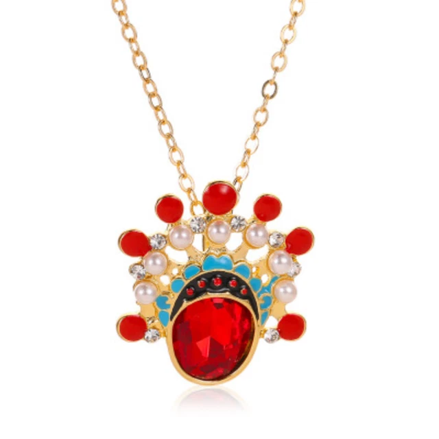 Chinese Style Retro Jewelry Creative Beijing Opera Mask Necklace Female Nacklace 2