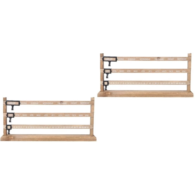 2 Pack Perpetual Desk Calendar Wooden Calendars Ornaments Furnishings