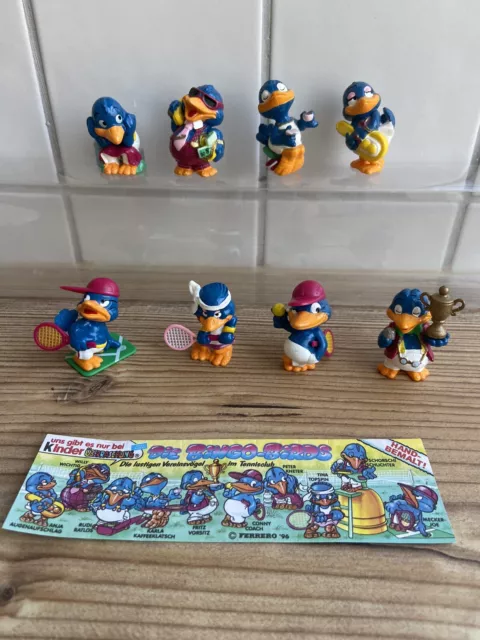 FERRERO Ü-EI 8x die BINGO BIRDS Figuren 1996 + BPZ Vögel Tennis BRD NR1