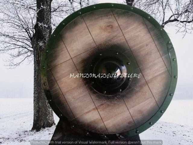 Antique Wooden Look Viking Wooden Shield, Cosplay, Viking Shield 24" Heavy Metal