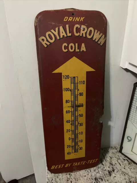 Vintage Royal Crown Cola Thermometer Advertising Sign Original
