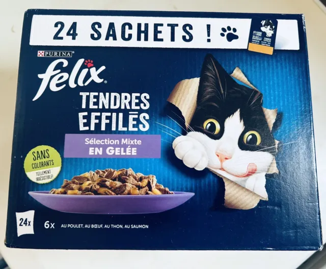 Tendres effilés en gelée sélection mixte pour chats, Félix (24 x 85 g)