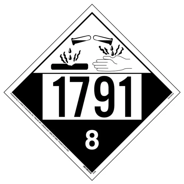 1791 Placard, Class 8 Corrosive 10-pk., 10.75"x10.75" Permanent Adhesive Vinyl