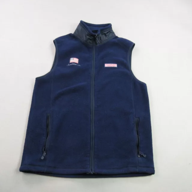 Vineyard Vines Vest Mens Small Sleeveless Full Zip Solid Blue Casual Charleston