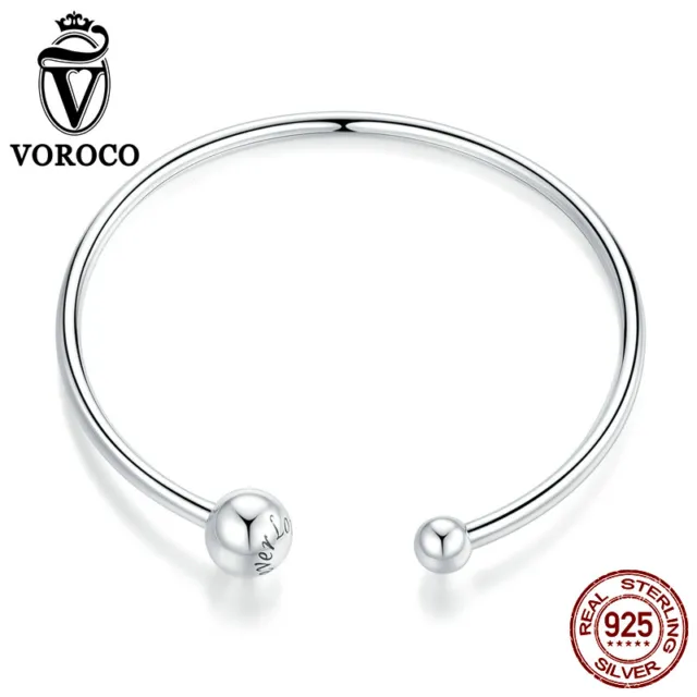 Genuine 925 Sterling silver Jewelry Simple Stretch Bracelet For Women GirlVOROCO