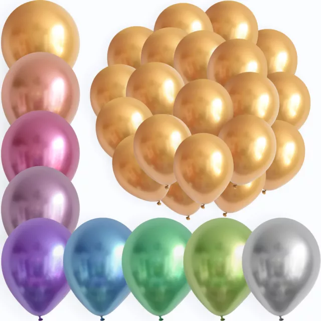 50 Stk. Luftballons 30 cm Chrom Glossy Metallic Party Geburtstag Deko Latex Set