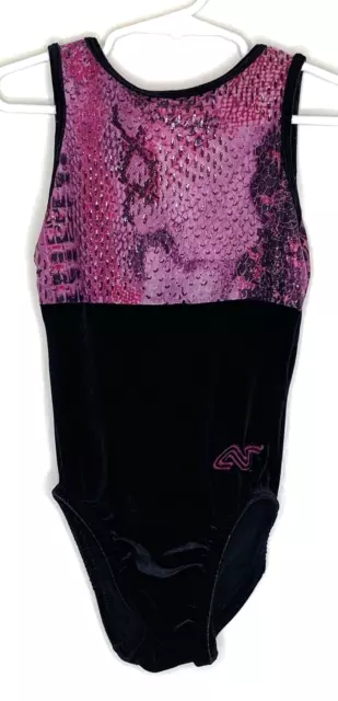 Alpha Factor Child Intermediate INT 6X-7 CS CM Gymnastics Leotard Black Purple