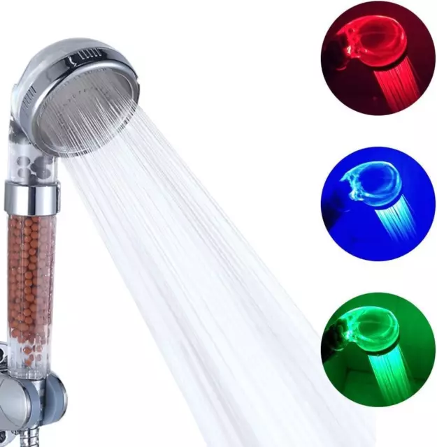 Pommeau De Douche LED, 3 Couleurs Tête De Douche Température Douchette Spa Chrom