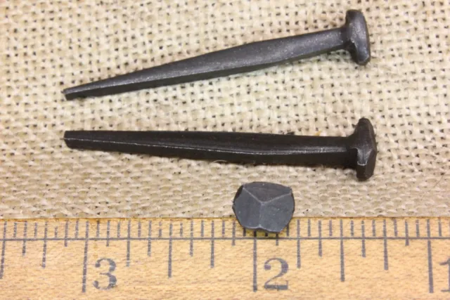 2" Rosehead 3 nails antique square wrought iron vintage rustic Decorative look