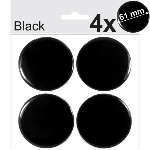 4 x 61 mm adesivi mozzo centrale resina a cupola nera finiture ruote tappi emblema distintivo