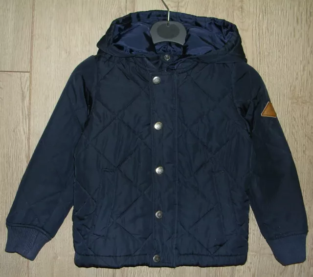 JOULES Boys Navy Blue Quilted Removeable Hood Jacket Coat Age 5 110cm