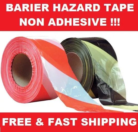 500M Barrier Hazard Warning Non Adhesive Black&Yellow Red&White Utility Tape