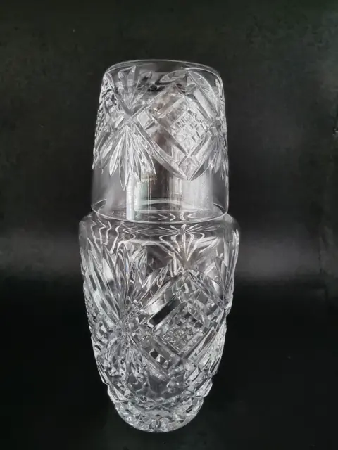 Stunning Vintage Hand Cut bedside water Crystal Carafe with Tumbler