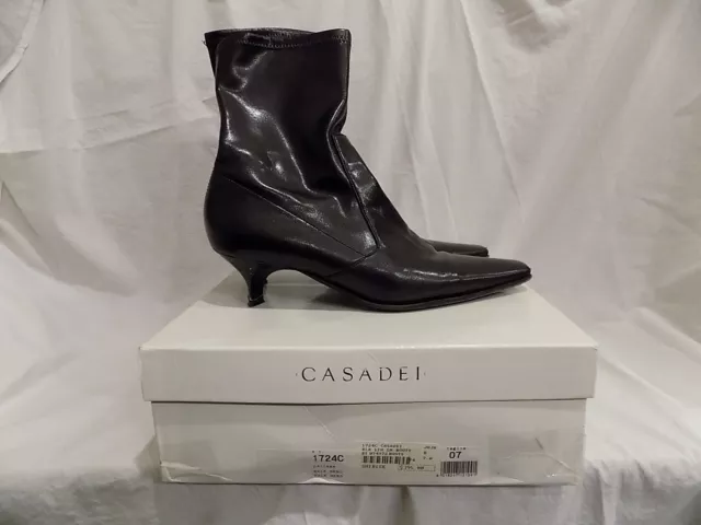 CASADEI Black Leather Shirise Ankle Boots W/Box Womens 7B Vero Cuoio (235)