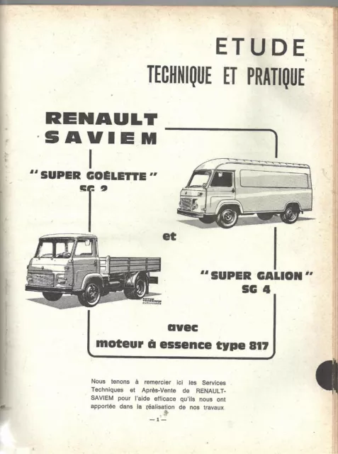 Revue technique automobile RENAULT SAVIEM  RTA SG 2/ SG4   1970