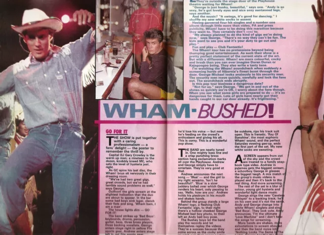 WHAM George  Michael 'Wham-bushed' 3 page UK ARTICLE / clipping 1983