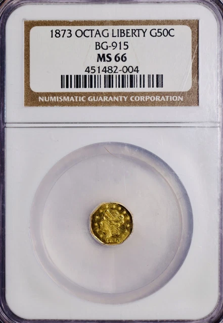 RARE 1873 Octag. Liberty G50C BG-915 | NGC MS66