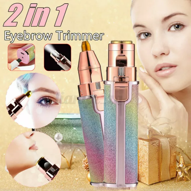 2 in1 Electric Eyebrow Trimmer Face Hair Remover  Razor Facial Epilator Shaver