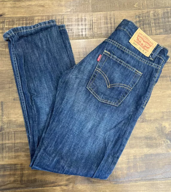 Levis 513  Jeans Boys 12 REG 26W 26L Blue Slim Straight Leg Zip 2