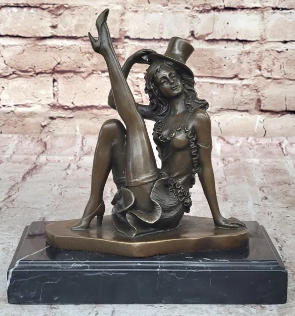 Sexy Burlesque Dancer Bronze Sculpture Statue Art Deco Marble Figurine Figure