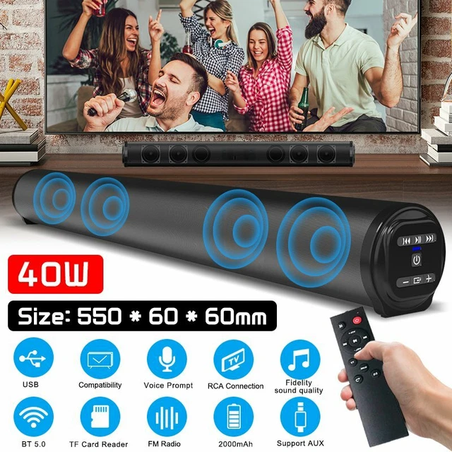 BLUETOOTH SOUNDBAR TV Home Speaker System Wireless Subwoofer 3D