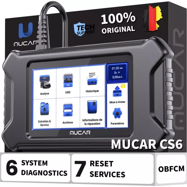 MUCAR CS6 Auto Auslesegerät KFZ OBD2 Diagnosegerät Auto Scanner TPMS DPF ABS DE